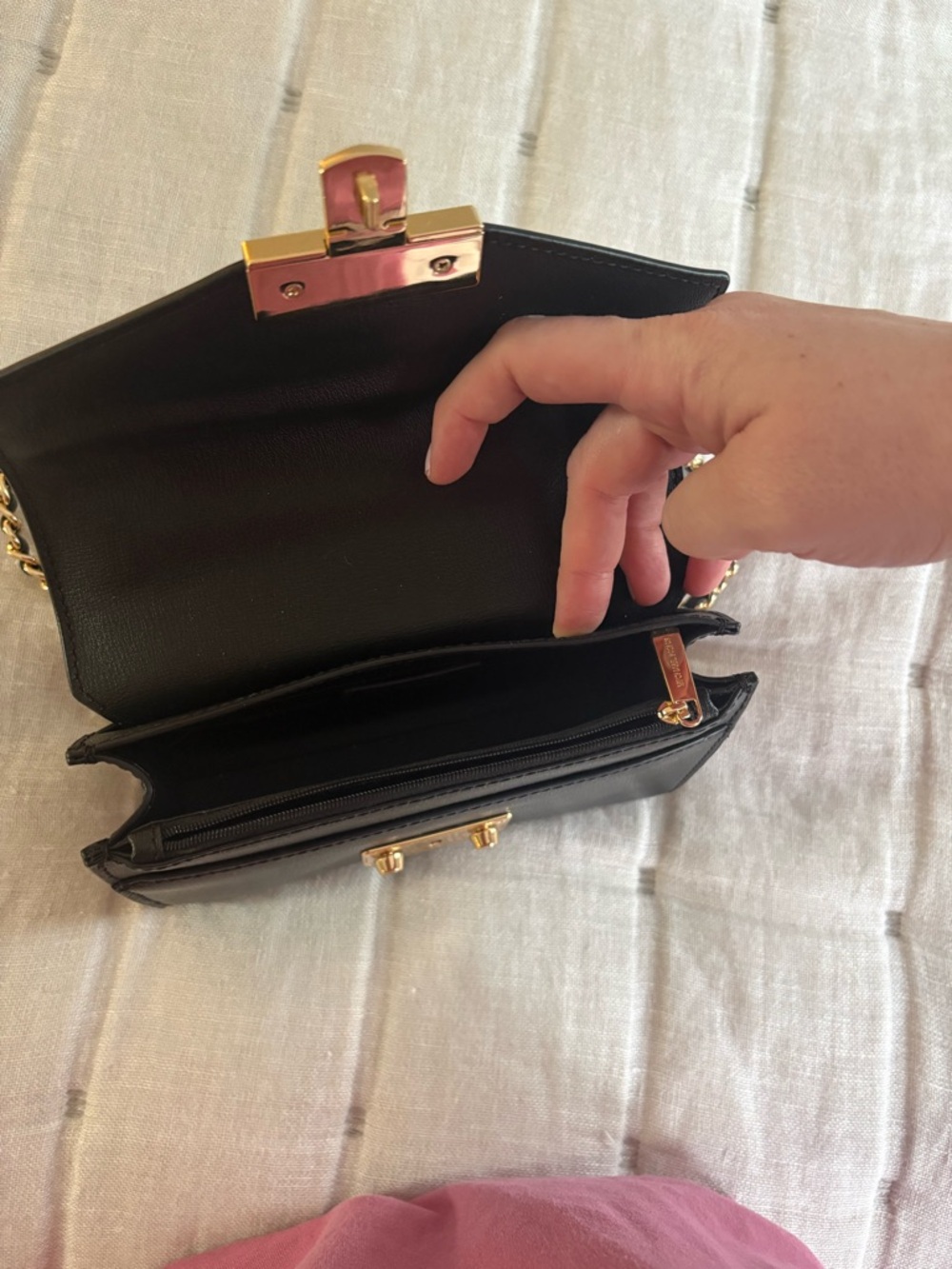 Michael Kors Black Leather Crossbody with Gold Chain Strap - Picture 5 of 5